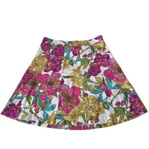 Lane Bryant A-Line Skirt Womens 16 Multicolor Floral Cotton Stretch Knee Length